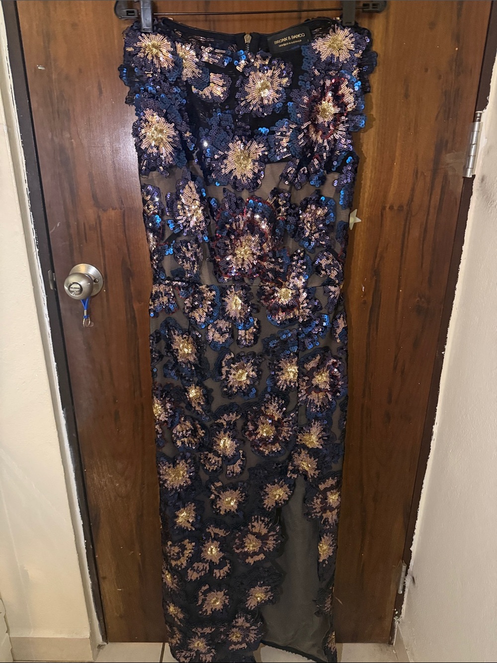 Zinna Embriodered Gown in Blue Multi
